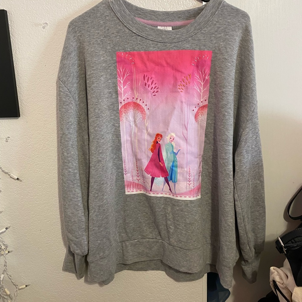 Disney Gray Sweater with Pink Graphic